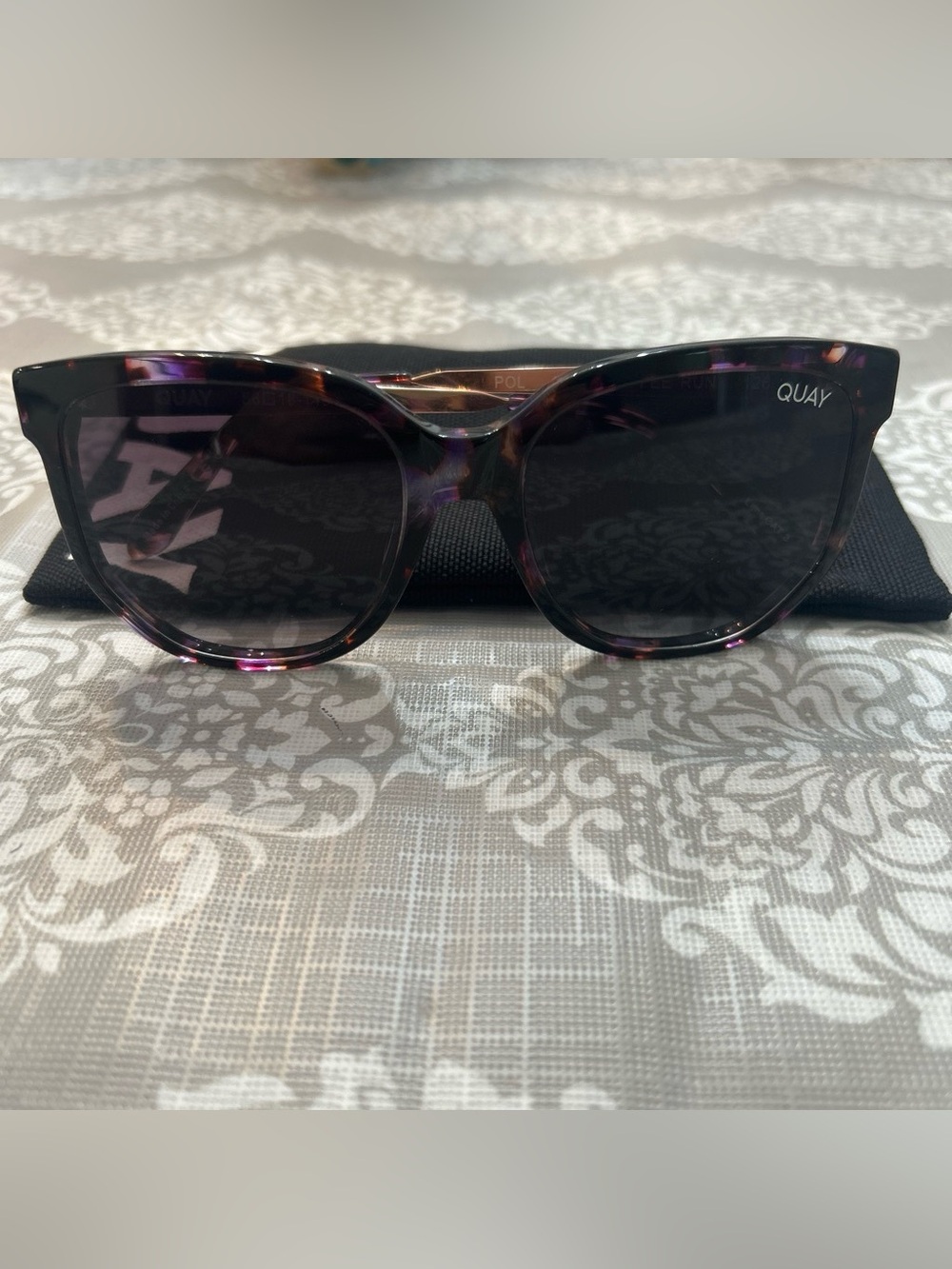 Quay Australia Cat-Eye Sunglasses in Tortoiseshell with Purple Accents